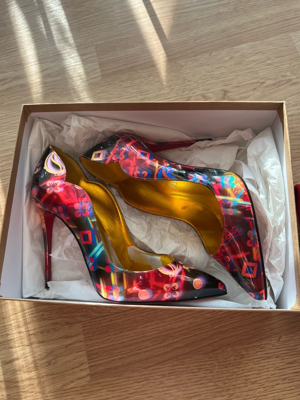 Christian Louboutin Multicolor Patent Pointed-Toe Stiletto Pumps